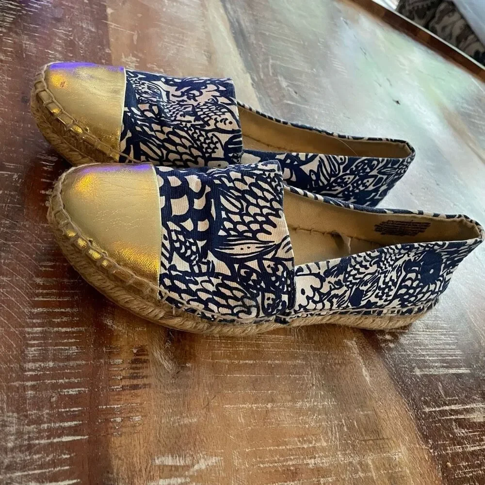 Lilly Pulitzer For Target Espadrilles Moccasin Shoes Sz 7 Fish Swim Upstream Pri